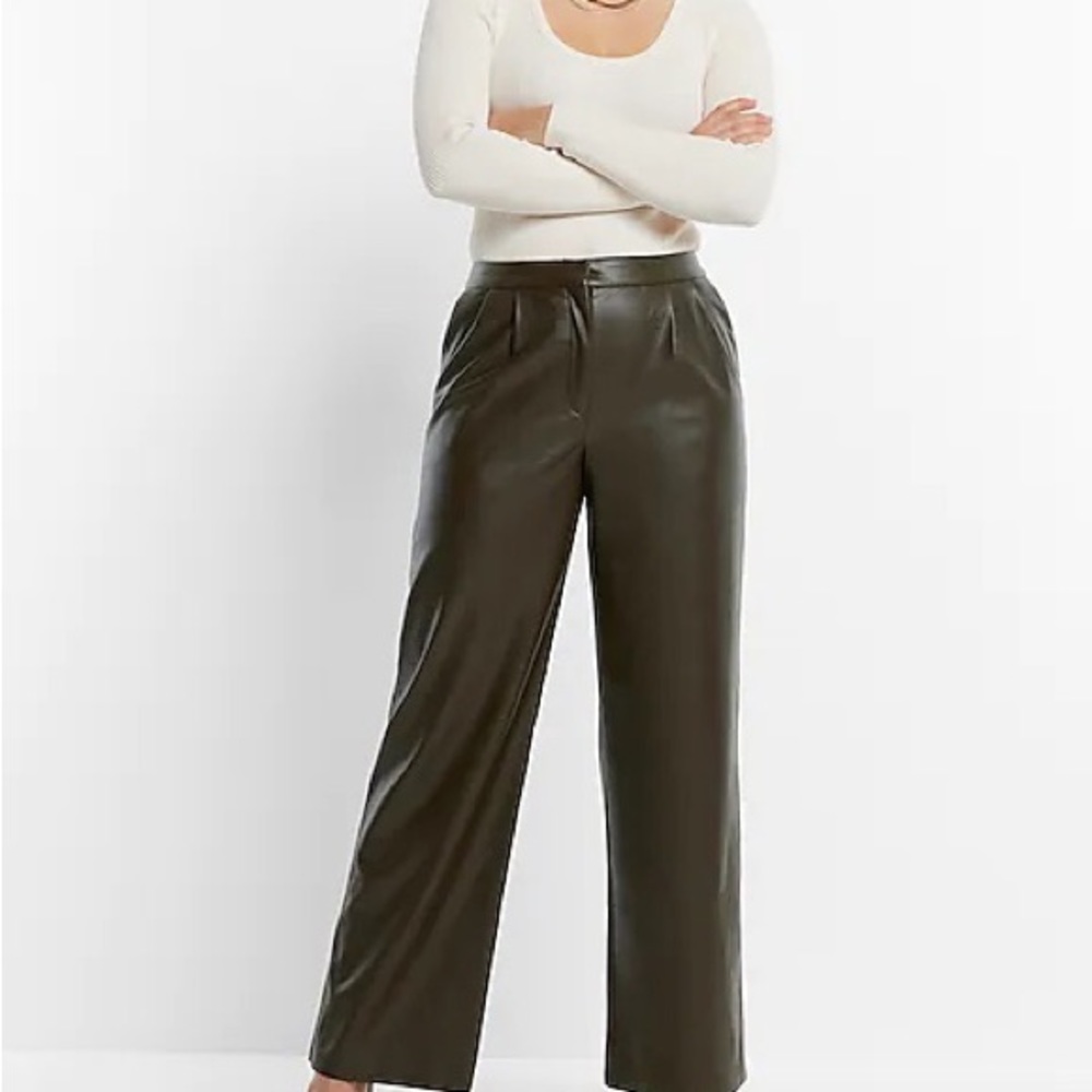 Black faux leather pants